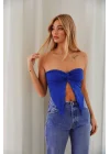 y2k Önü Drapeli Straplez Crop Top