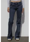 Y2K Vintage Düşük Bel İspanyol Paça Arka Cep Detaylı Jean Pantolon