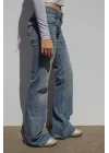 Y2K Vintage Retro Eskitme Süper Arka Cepli Düşük Bel İspanyol Paça Jean