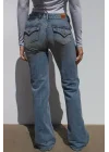 Y2K Vintage Retro Eskitme Süper Arka Cepli Düşük Bel İspanyol Paça Jean