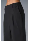Yüksek Bel Geniş Paça Bol Siyah Spor Pantolon