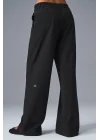 Yüksek Bel Geniş Paça Bol Siyah Spor Pantolon