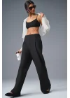 Yüksek Bel Geniş Paça Bol Siyah Spor Pantolon