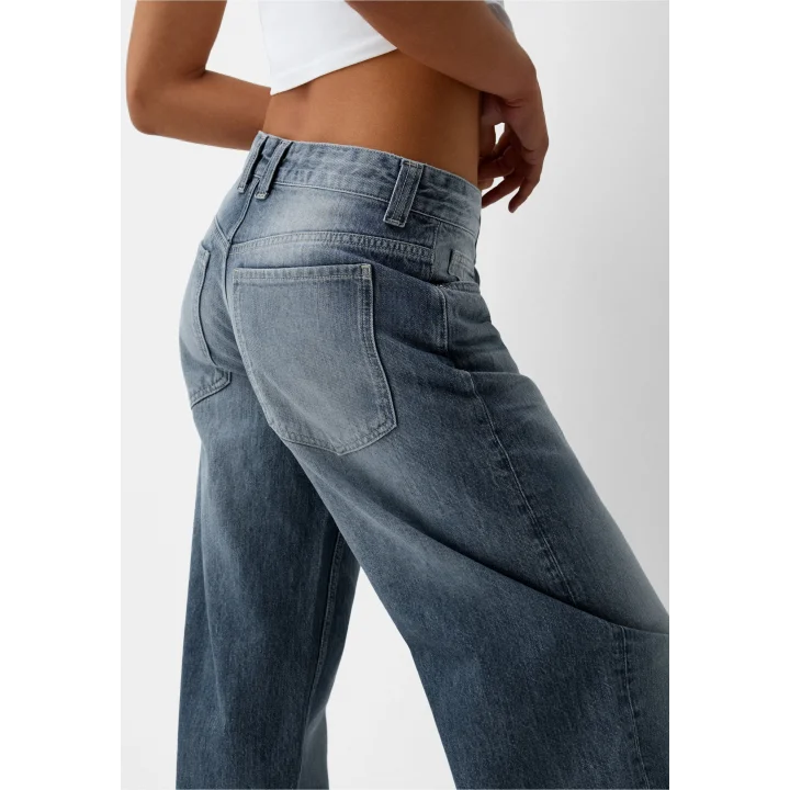 Kadın Baggy Koyu Mavi Rahat Kesim Boyfriend Jean