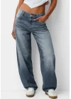 Kadın Baggy Koyu Mavi Rahat Kesim Boyfriend Jean