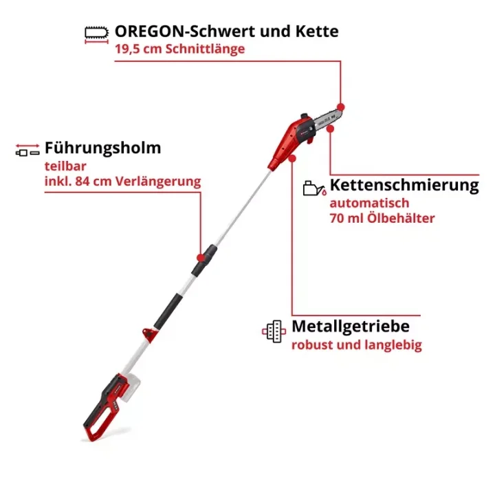 Einhell GC-LC 18/20 Li T-Solo Akülü Yüksek Dal Budama Testeresi - 3410581