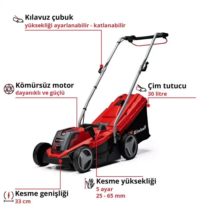 Einhell GE-CM 18/33 Li Solo Akülü Çim Biçme Makinesi 18 V