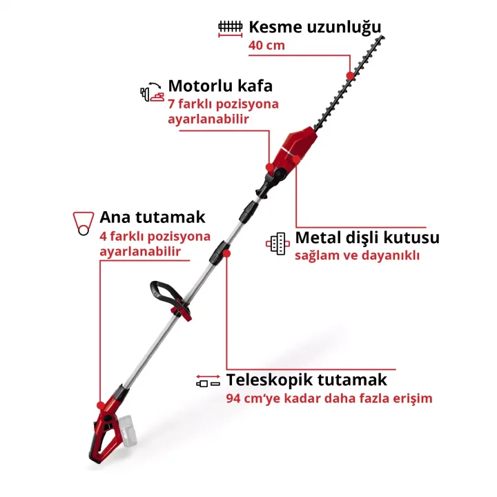Einhell GE-HH 18/45 Li T Solo Akülü Yüksek Çit Budama 40 cm