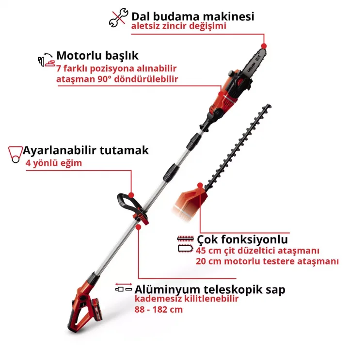 Einhell GE-HC 18 Li T Kit Akülü Çok Fonksiyonlu Budama Makinesi 1x3.0 Ah