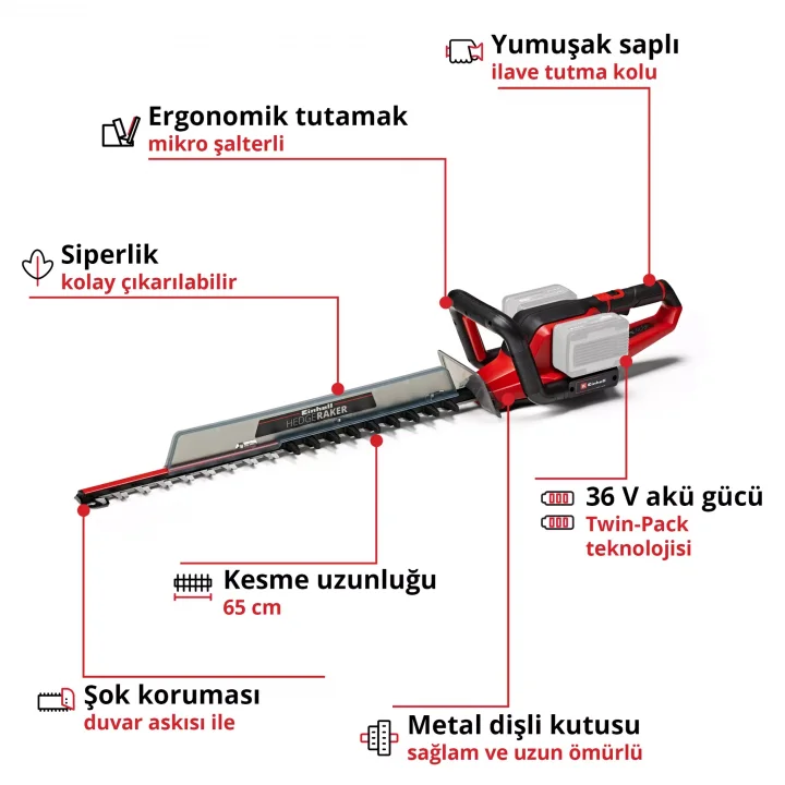 Einhell GE-CH 36/65 Li-Solo Akülü Çit Budama 65 cm