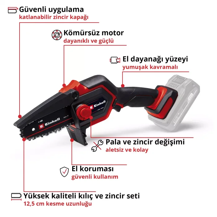Einhell GE-PS 18/15 Li BL-Solo Akülü Dal Budama Testeresi
