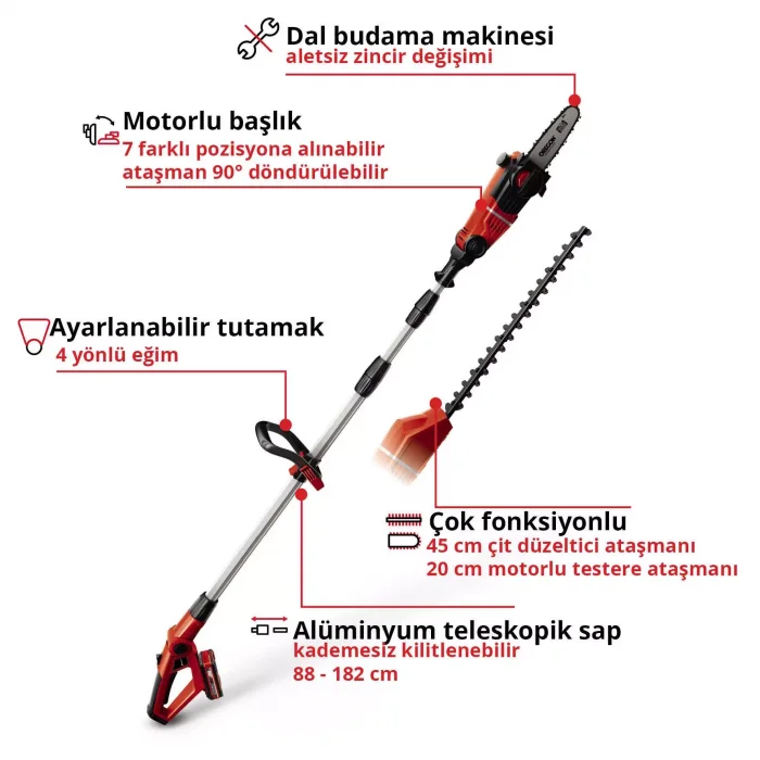 Einhell GE-HC 18 Li T Kit (1x3,0Ah) Akülü Çok Fonksiyonlu Budama