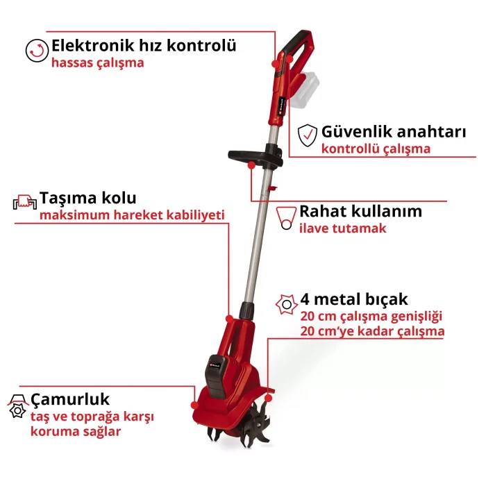 Einhell GE-CR 18/20 Li E - Solo Akülü Çapa Makinesi