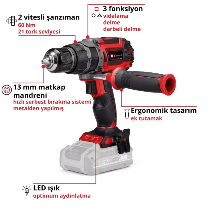 Einhell TP-CD 18/60 Li- i BL Solo Akülü Darbeli Vidalama