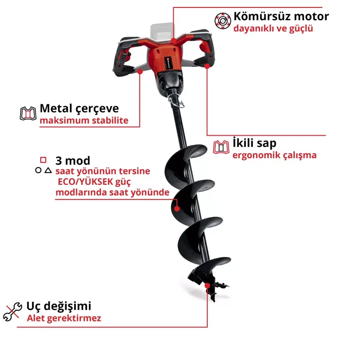 Einhell GP-EA 18/150 Li BL-Solo Akülü Toprak Burgu Makinesi 18 V