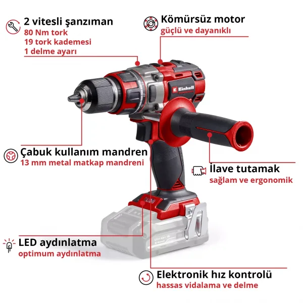 Einhell TP-CD 18/80 Li BL-Solo Akülü Vidalama