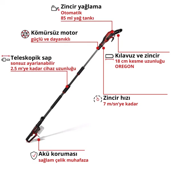 Einhell GP-LC 18/20 Li T BL-Solo Akülü Yüksek Dal Budama