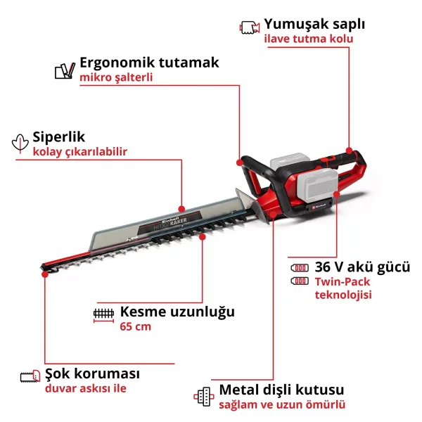 Einhell GE-CH 36/65 Li-Solo Akülü Çit Budama