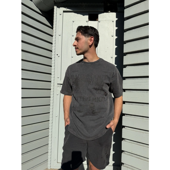 Fıtted Baskı Detay Unisex Tshirt