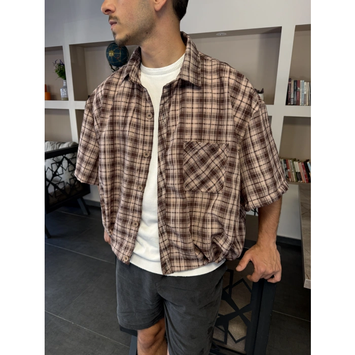 Kısa Kol Retro Unisex Gömlek
