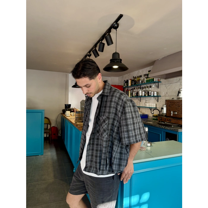 Kısa Kol Retro Unisex Gömlek