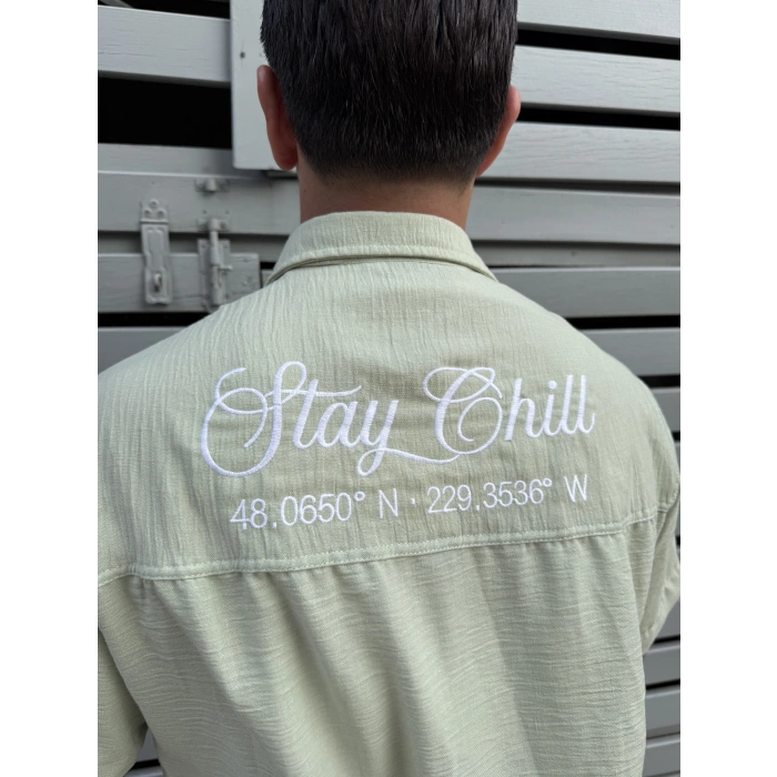 Stay Chill Nakış Detay Gömlek