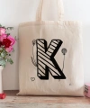 K Harfi Tasarımlı Alışveriş Plaj Bez Çanta