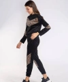 Leopar Desenli Kadife Takım-SİYAH