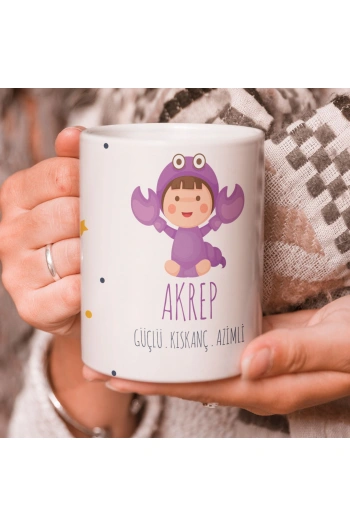 Akrep Burcu Özel Sevimli Beyaz Kupa Bardak
