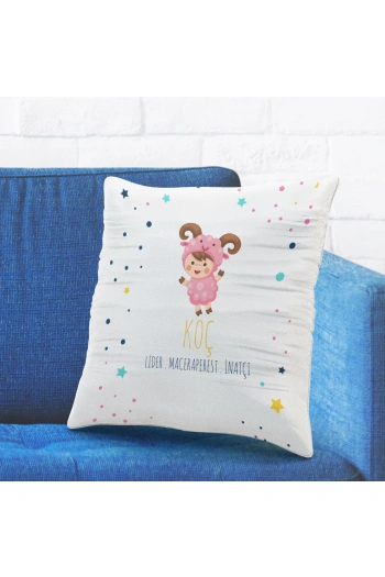 Koç Burcuna Özel Tasarımlı Sevimli Yastık Kılıfı