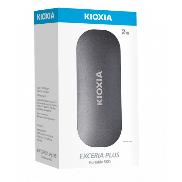 2TB KIOXIA EXCERIA PLUS G2 USB 3.2 1050/1000 MB/s LXD10S002TG8