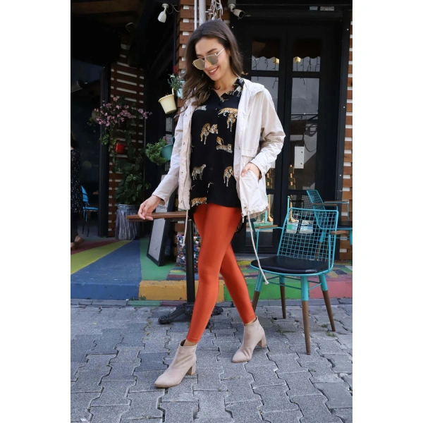 Kapüşonlu Kordonlu Yağmurluk- BEJ