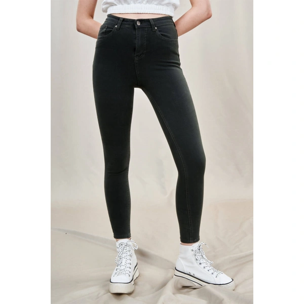 Toparlayıcı Skinny Jean Pantolon-HAKİ