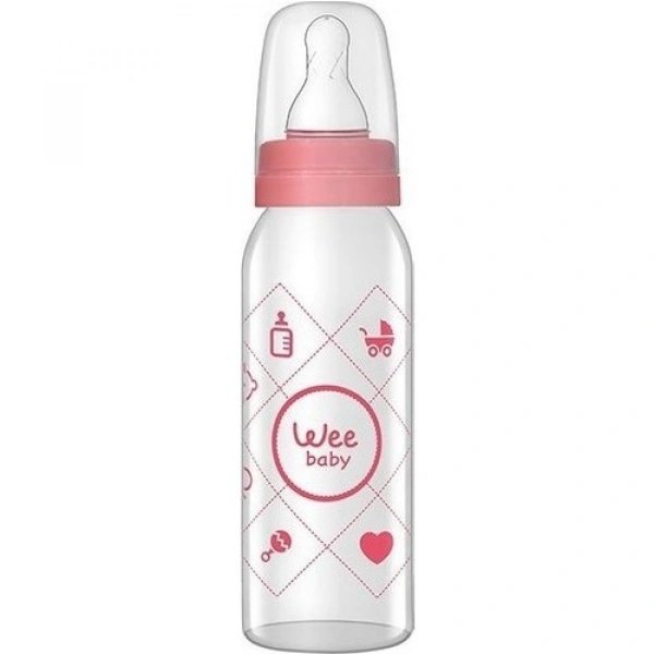 Wee Baby Silikon Uçlu Desenli Cam Biberon 250 cc