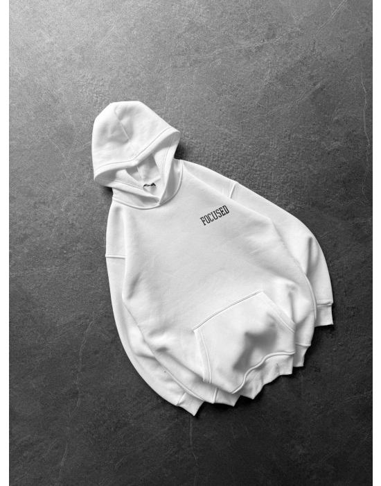 247 3 İPLİK ŞARDONLU KAPUŞONLU SWEAT BEYAZ
