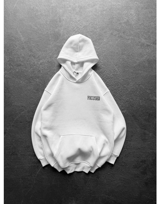 247 3 İPLİK ŞARDONLU KAPUŞONLU SWEAT BEYAZ
