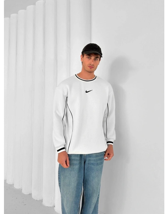 3 İ3 İPLİK PAMUKLU KUMAŞ NK YANDAN BİYELİ SWEAT BEYAZ