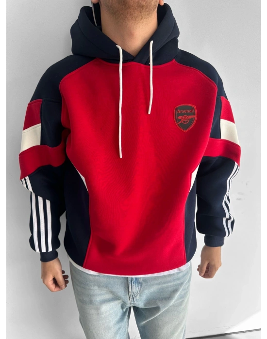 3 İPLİK PAMUKLU KUMAŞ ARS KAPÜŞONLU SWEAT KIRMIZI