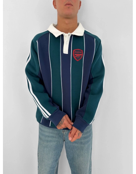 3 İPLİK PAMUKLU KUMAŞ ARS ŞERİTLİ POLO YAKA SWEAT