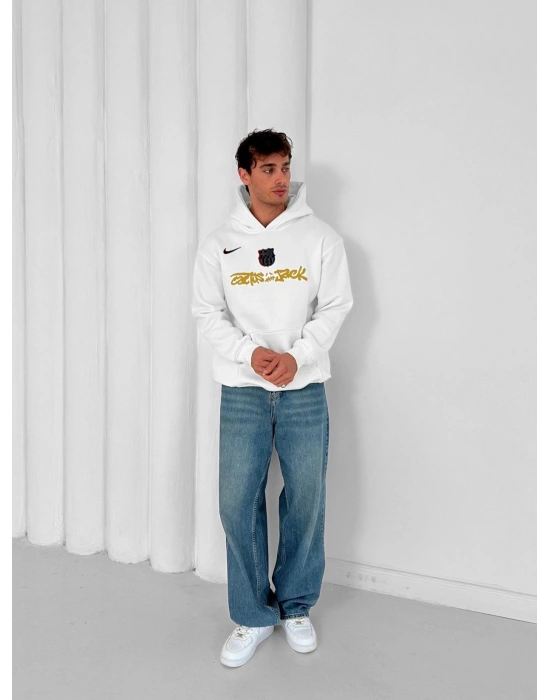 3 İPLİK PAMUKLU KUMAŞ BARC HOLOGRAM SWEAT BEYAZ