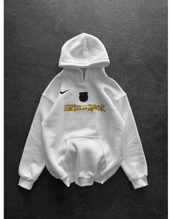 3 İPLİK PAMUKLU KUMAŞ BARC HOLOGRAM SWEAT BEYAZ