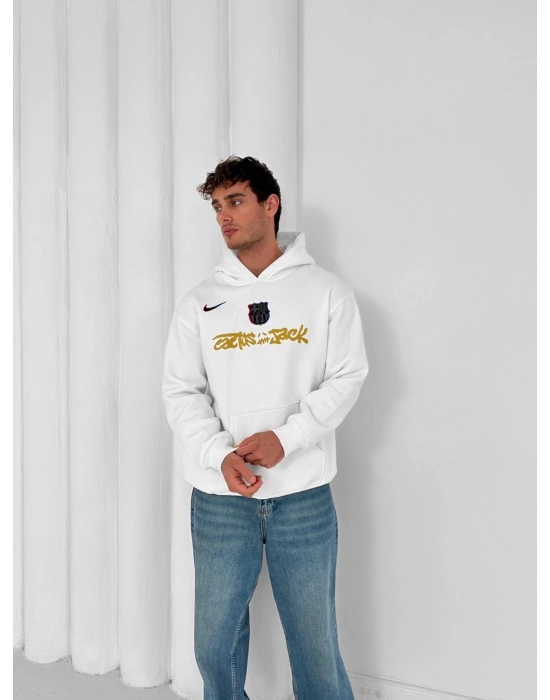 3 İPLİK PAMUKLU KUMAŞ BARC HOLOGRAM SWEAT BEYAZ