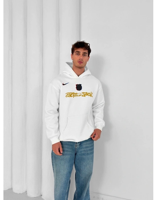 3 İPLİK PAMUKLU KUMAŞ BARC HOLOGRAM SWEAT BEYAZ