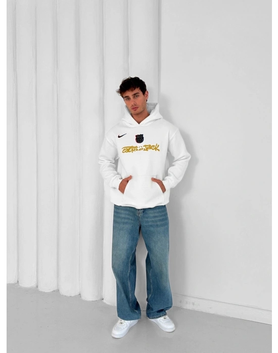 3 İPLİK PAMUKLU KUMAŞ BARC HOLOGRAM SWEAT BEYAZ