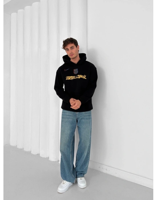 3 İPLİK PAMUKLU KUMAŞ BARC HOLOGRAM SWEAT SİYAH