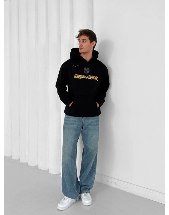 3 İPLİK PAMUKLU KUMAŞ BARC HOLOGRAM SWEAT SİYAH