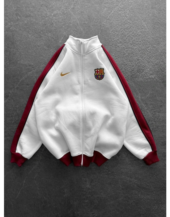 3 İPLİK PAMUKLU KUMAŞ BARÇA BİYELİ HIRKA BEYAZ