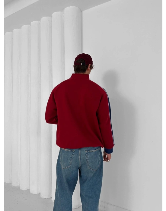 3 İPLİK PAMUKLU KUMAŞ BARÇA BİYELİ HIRKA BORDO