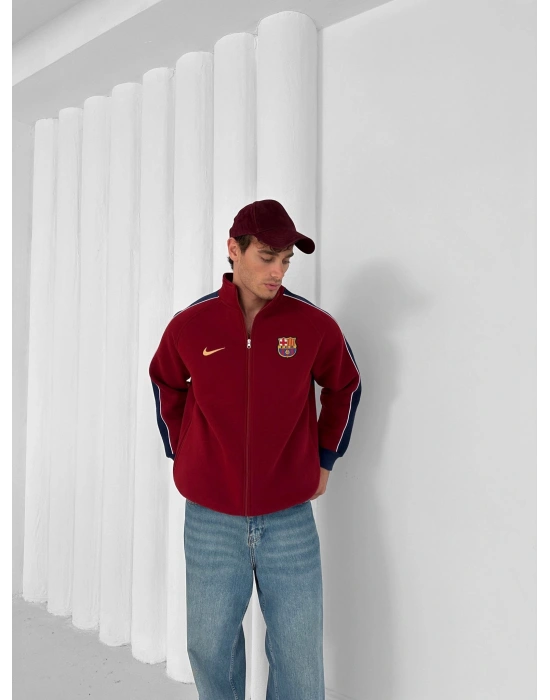 3 İPLİK PAMUKLU KUMAŞ BARÇA BİYELİ HIRKA BORDO