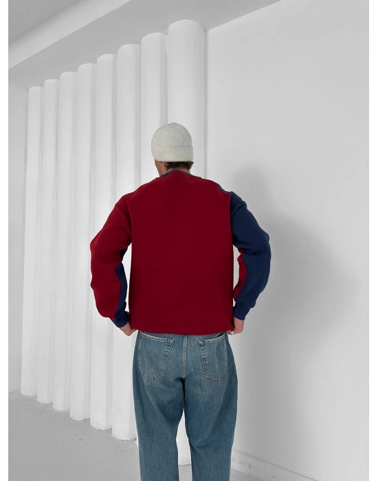 3 İPLİK PAMUKLU KUMAŞ BARÇA BİYELİ HIRKA BORDO